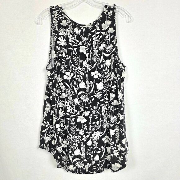 Old Navy Luxe Black Floral Sleeveless Top Size L - Picture 3 of 6